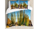 Abakuhaus Set Copripiumino Cactus Per Letti Matrimoniali, Deserto Botanica Sole, Antiacaro Adatto A Chi Soffre Di Allergie Con Federe, Multicolore