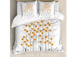 Abakuhaus Copripiumino Blume, Margherite Gialle E Foglie, Antiacaro E Anallergico, Con Federe, 155 Cm X 220 Cm - 80 X 80 Cm, Giallo E Nero