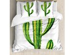 Abakuhaus Set Copripiumino Per Letti Matrimoniali, Cactus Messicano Cartoon, Antiacaro, Adatto A Chi Soffre Di Allergie, Con Federe, Verde
