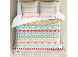 Abakuhaus Copripiumino Tribale, Strisce E Forme Boho, Antiacaro E Anallergico, Con Federe, 155 Cm X 220 Cm - 80 X 80 Cm, Multicolore