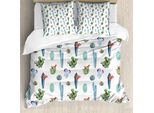 Abakuhaus Copripiumino Cactus, Desert Hot Mexican SüD, Antiacaro, Adatto A Chi Soffre Di Allergie, Con Federe, 155 Cm X 220 Cm - 80 X 80 Cm, Blu E Verde