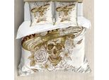 Abakuhaus Giorno Dei Morti Copripiumino, Cappello Spagnolo Dei Morti, Antiacaro Adatto A Chi Soffre Di Allergie Con Federe, 200 Cm X 200 Cm - 80 X 80 Cm, Beige Cachi