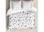 Abakuhaus Copripiumino Stammes, Disegno Geometrico Azteco, Antiacaro, Adatto A Chi Soffre Di Allergie, Con Federe, 155 Cm X 220 Cm - 80 X 80 Cm, Bianco E Nero