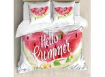 Abakuhaus Copripiumino Acquerello, Summer Willkommen WöRter, Antiacaro, Adatto A Chi Soffre Di Allergie, Con Federe, 155 Cm X 220 Cm - 80 X 80 Cm, Rosa Menta Verde