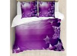 Abakuhaus Copripiumino Natalizio, Sfondo Con Stelle Natalizie, Antiacaro, Adatto A Chi Soffre Di Allergie, Con Federe, 200 Cm X 200 Cm - 80 X 80 Cm, Viola
