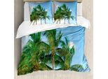 Abakuhaus Copripiumino Tropicale, Idillio Esotico Natura, Antiacaro Adatto A Chi Soffre Di Allergie Con Federe, 200 Cm X 200 Cm - 80 X 80 Cm, Verde