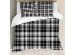 Abakuhaus Copripiumino Astratto, Motivo Tartan Britannico, Antiacaro, Adatto A Chi Soffre Di Allergie, Con Federe, 200 Cm X 200 Cm - 80 X 80 Cm, Bianco E Nero
