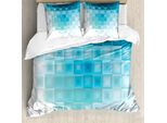 Abakuhaus Copripiumino Astratto, Forme Quadrate Frattali, Antiacaro, Adatto A Chi Soffre Di Allergie, Con Federe, 200 Cm X 200 Cm - 80 X 80 Cm, Aqua Sky Blue
