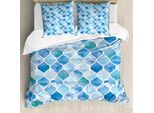Abakuhaus Copripiumino Marocchino, Motivo A Mosaico, Antiacaro, Adatto A Chi Soffre Di Allergie, Con Federe, 155 Cm X 220 Cm - 80 X 80 Cm, Azzurro