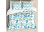 Abakuhaus Copripiumino Nautico, Ozean-Shell Starfish, Antiacaro, Adatto A Chi Soffre Di Allergie, Con Federe, 155 Cm X 220 Cm - 80 X 80 Cm, Blu Menta