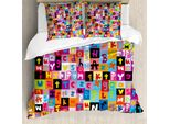 Abakuhaus Copripiumino Astratto, Puzzle Alfabetico Colorato, Antiacaro, Adatto A Chi Soffre Di Allergie, Con Federe, 200 Cm X 200 Cm - 80 X 80 Cm, Multicolore