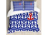 Abakuhaus Set Copripiumino Blu Navy Per Letti Matrimoniali, Viaggio In Nave Mare Oceano, Antiacaro Adatto A Chi Soffre Di Allergie Con Federe, Blu Navy Rosso