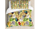 Abakuhaus Copripiumino Per Bambini, Ippopotamo Giraffa Koala, Antiacaro, Adatto A Chi Soffre Di Allergie, Con Federe, 155 Cm X 220 Cm - 80 X 80 Cm, Multicolore