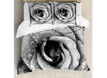 Abakuhaus Copripiumino Blume, Retro Romantisches Rose Petal, Antiacaro E Anallergico Con Federe, 200 Cm X 200 Cm - 80 X 80 Cm, Bianco E Nero