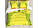 Abakuhaus Copripiumino Grunge, Business Life Hands, Antiacaro, Adatto A Chi Soffre Di Allergie, Con Federe, 200 Cm X 200 Cm - 80 X 80 Cm, Giallo-Verde