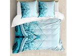 Set Copripiumino Abakuhaus Mandala Per Letti Matrimoniali, Pizzo Decorativo Etnico, Antiacaro, Adatto A Chi Soffre Di Allergie, Con Federe, Aqua