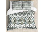 Abakuhaus Copripiumino Etnico, Arte Geometrica, Antiacaro, Adatto A Chi Soffre Di Allergie, Con Federe, 155 Cm X 220 Cm - 80 X 80 Cm, Verde Chiaro Seafoam