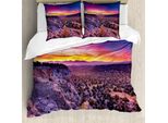 Abakuhaus Copripiumino Naturale, Alba Cielo Orizzonte Tramonto, Antiacaro Adatto A Chi Soffre Di Allergie Con Federe, 200 Cm X 200 Cm - 80 X 80 Cm, Viola-Blu