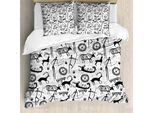 Abakuhaus Copripiumino Tribale, Motivo Animale, Antiacaro, Adatto A Chi Soffre Di Allergie, Con Federe, 200 Cm X 200 Cm - 80 X 80 Cm, Bianco E Nero
