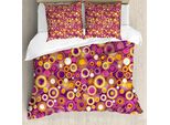 Abakuhaus Copripiumino Geometrico, Cerchi Vintage Rotondi, Antiacaro, Adatto A Chi Soffre Di Allergie, Con Federe, 200 Cm X 200 Cm - 80 X 80 Cm, Multicolore