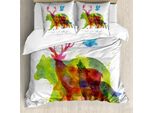 Abakuhaus Set Copripiumino Per Letti Matrimoniali, Stile Acquerello Fauna Selvatica, Antiacaro, Adatto A Chi Soffre Di Allergie, Con Federe, Multicolore
