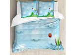 Abakuhaus Copripiumino Per Asilo Nido, Palloncini, Nuvole, Stelle, Hill, Antiacaro, Adatto A Chi Soffre Di Allergie, Con Federe, 155 Cm X 220 Cm - 80 X 80 Cm, Multicolore