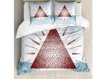 Abakuhaus Copripiumino Geometrico, Dots Retro Pyramide, Antiacaro, Adatto A Chi Soffre Di Allergie, Con Federe, 155 Cm X 220 Cm - 80 X 80 Cm, Bordeaux E Blu