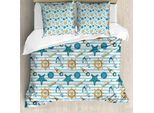 Abakuhaus Copripiumino Nautico, Ancora E Stella Marina, Antiacaro, Adatto A Chi Soffre Di Allergie, Con Federe, 200 Cm X 200 Cm - 80 X 80 Cm, Blu E Albicocca