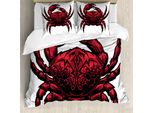 Abakuhaus Copripiumino Con Granchio, Segno Zodiacale Cancro, Antiacaro, Adatto A Chi Soffre Di Allergie, Con Federe, 155 Cm X 220 Cm - 80 X 80 Cm, Rosso Nero