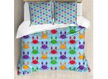 Abakuhaus Copripiumino Con Motivo Granchi, Granchi Su Sfondo Blu, Antiacaro, Adatto A Chi Soffre Di Allergie, Con Federe, 200 Cm X 200 Cm - 80 X 80 Cm, Multicolore