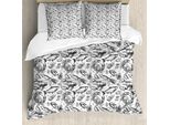 Abakuhaus Copripiumino Con Motivo A Granchi, Motivo Marino Fugace, Antiacaro, Adatto A Chi Soffre Di Allergie, Con Federe, 200 Cm X 200 Cm - 80 X 80 Cm, Bianco E Nero