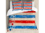 Abakuhaus 4 Luglio Copripiumino, Look Grunge Patriottico, Antiacaro, Adatto A Chi Soffre Di Allergie, Con Federe, 200 Cm X 200 Cm - 80 X 80 Cm, Blu, Beige E Scarlatto
