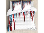 Abakuhaus 4 Luglio Copripiumino, Bandiere Svolazzanti, Antiacaro, Adatto A Chi Soffre Di Allergie, Con Federe, 200 Cm X 200 Cm - 80 X 80 Cm, Rosso, Bianco E Blu Navy