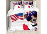 Abakuhaus 4 Luglio Copripiumino, Patriottico Animale Domestico Cane, Antiacaro Adatto A Chi Soffre Di Allergie Con Federe, 155 Cm X 220 Cm - 80 X 80 Cm, Multicolore