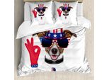 Abakuhaus 4 Luglio Copripiumino, Jack Russell, Antiacaro, Adatto A Chi Soffre Di Allergie, Con Federe, 200 Cm X 200 Cm - 80 X 80 Cm, Multicolore