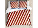 Abakuhaus 4 Luglio Copripiumino, Old Glory Stripes, Antiacaro, Adatto A Chi Soffre Di Allergie, Con Federe, 200 Cm X 200 Cm - 80 X 80 Cm, Beige, Blu Navy, Rubino