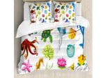 Abakuhaus Copripiumino Marine, Animali Marini Polpo Pesce, Antiacaro, Adatto A Chi Soffre Di Allergie, Con Federe, 200 Cm X 200 Cm - 80 X 80 Cm, Multicolore