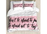 Abakuhaus Stile Di Vita Copripiumino, Parole Motivazionali, Antiacaro Adatto A Chi Soffre Di Allergie Con Federe, 200 Cm X 200 Cm - 80 X 80 Cm, Rosa Baby-Nero