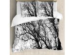 Abakuhaus Copripiumino Naturale, Ramo Autunnale, Antiacaro, Adatto A Chi Soffre Di Allergie, Con Federe, 200 Cm X 200 Cm - 80 X 80 Cm, Bianco E Nero