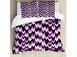 Abakuhaus Copripiumino Angolare, Frecce Retrò A Zig Zag, Antiacaro, Adatto A Chi Soffre Di Allergie, Con Federe, 200 Cm X 200 Cm - 80 X 80 Cm, Viola, Bianco, Nero