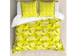 Abakuhaus Copripiumino Primavera, Limoni Freschi Con Foglie, Antiacaro, Adatto A Chi Soffre Di Allergie, Con Federe, 155 Cm X 220 Cm - 80 X 80 Cm, Giallo Verde Felce