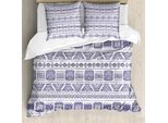 Abakuhaus Copripiumino Tribale, Messico Aztec Boho, Antiacaro, Adatto A Chi Soffre Di Allergie, Con Federe, 200 Cm X 200 Cm - 80 X 80 Cm, Malva Bianco