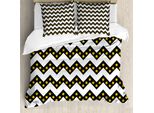 Abakuhaus Copripiumino Angolare, Righe Parallele, Antiacaro, Adatto A Chi Soffre Di Allergie, Con Federe, 155 Cm X 220 Cm - 80 X 80 Cm, Bianco Giallo