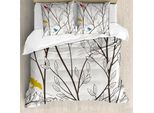 Abakuhaus Copripiumino Naturale, Uccelli Wildlife Cartoon, Antiacaro, Adatto A Chi Soffre Di Allergie, Con Federe, 200 Cm X 200 Cm - 80 X 80 Cm, Senape Marrone Rossiccio