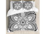 Abakuhaus Copripiumino Etnico, Design, Antiacaro, Adatto A Chi Soffre Di Allergie, Con Federe, 200 Cm X 200 Cm - 80 X 80 Cm, Bianco E Nero