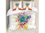 Abakuhaus Copripiumino Moderno, Boccioli Color Arcobaleno, Antiacaro, Adatto A Chi Soffre Di Allergie, Con Federe, 155 Cm X 220 Cm - 80 X 80 Cm, Multicolore