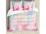 Abakuhaus Copripiumino Moderno, Fiori E Boccioli, Antiacaro, Adatto A Chi Soffre Di Allergie, Con Federe, 200 Cm X 200 Cm - 80 X 80 Cm, Fucsia Bianco