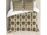 Abakuhaus Copripiumino Etnico, Design Chevron, Antiacaro, Adatto A Chi Soffre Di Allergie, Con Federe, 200 Cm X 200 Cm - 80 X 80 Cm, Marrone, Nero E Bianco