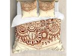 Abakuhaus Copripiumino Skizzenhaft, Design Orientale, Antiacaro, Adatto A Chi Soffre Di Allergie, Con Federe, 155 Cm X 220 Cm - 80 X 80 Cm, Marrone