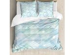 Abakuhaus Copripiumino Moderno, Motivo Moderno A Righe, Antiacaro, Adatto A Chi Soffre Di Allergie, Con Federe, 200 Cm X 200 Cm - 80 X 80 Cm, Blu E Bianco